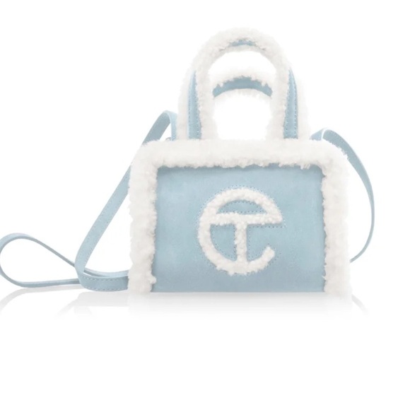 Ugg telfar small shopper - blue suede Sherpa mini crossbody bag NEW - Picture 1 of 14